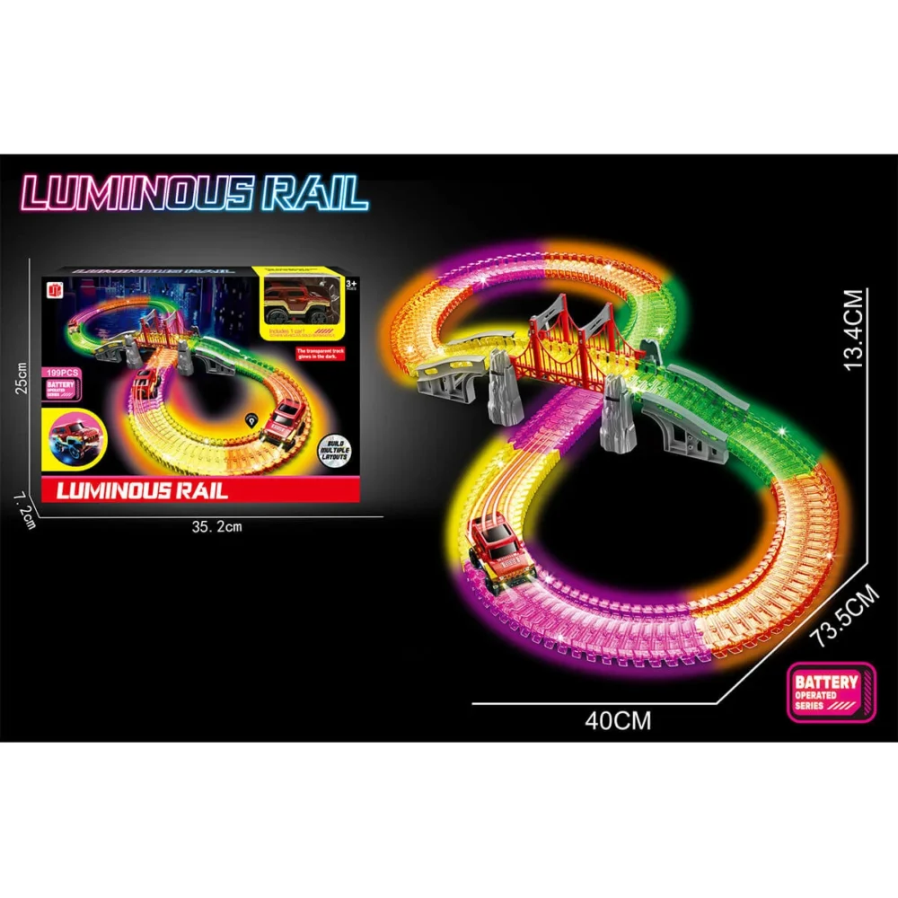 pistă luminată pentru copii cu jeep 199 piese
