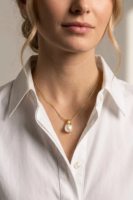 collier acier inoxydable dore perle elegante pendentif minimaliste chi dore 6a5f34ef2d41e